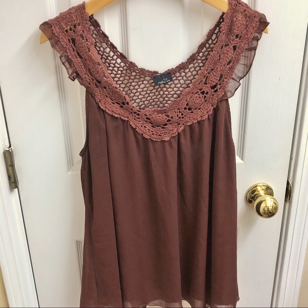 Rue21 Brown Lace Tank/Blouse